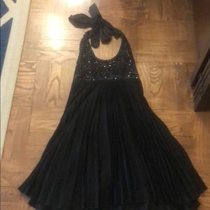 Alice + Olivia Beaded Mini Halter Open Back Dress